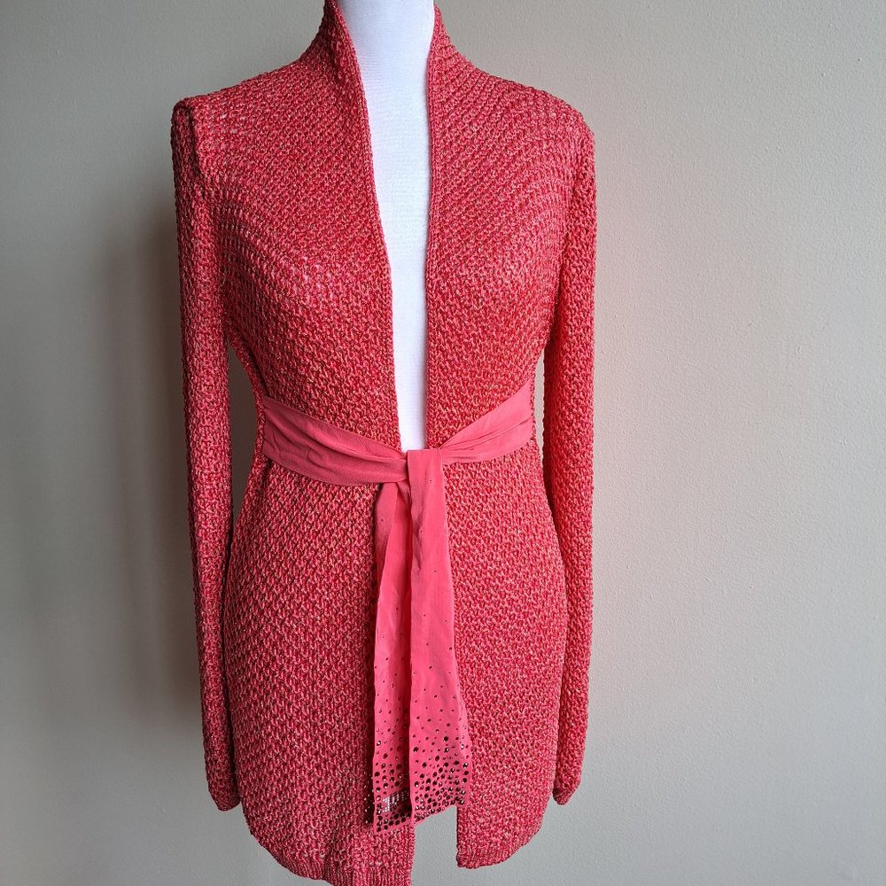 New VDP Italian Women's Coral Color Sweater with Swarovski Crystals Size 42 / S